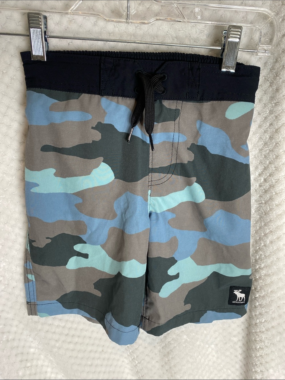 Abercrombie & Fitch Kids Blue and Gray Camo Hybrid Swim Trunks Shorts